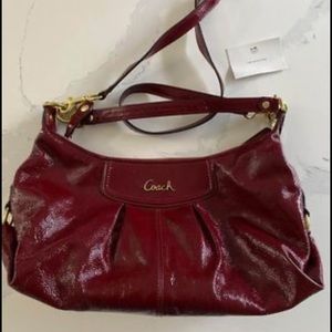 Coach Ashley Hobo Crimson Red Patent Leather Handbag